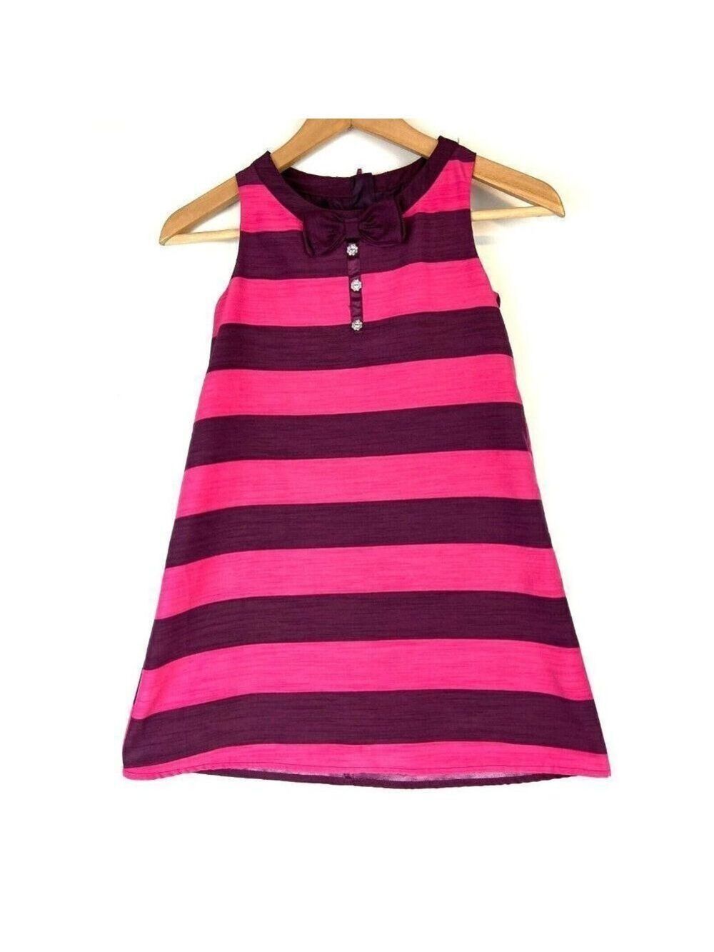 H&M Girls Bright Pink and Purple Multistriped Dress Size US 7-8 Y